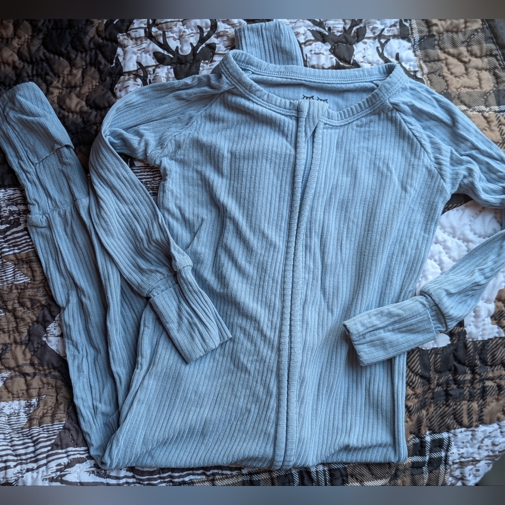 Little Sleepies Blue Ribbed Bamboo Pajamas 6-12 Month